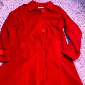 Bright red trenchcoat